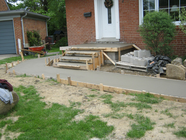 Framed Concrete Walkway and Porch