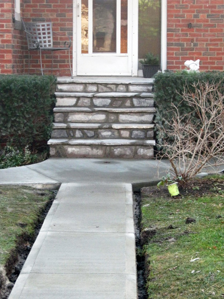 Concrete Walkway & Stone Steps Finished