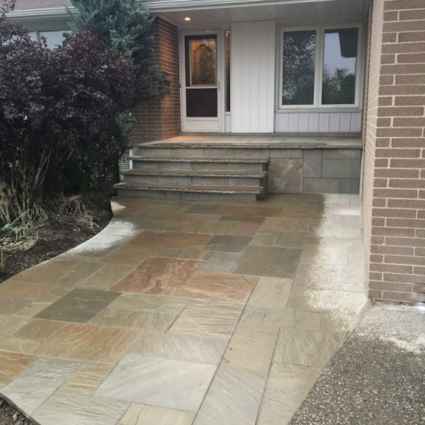 New Stone Entrance Way and Stone Stairs and Porch Installed