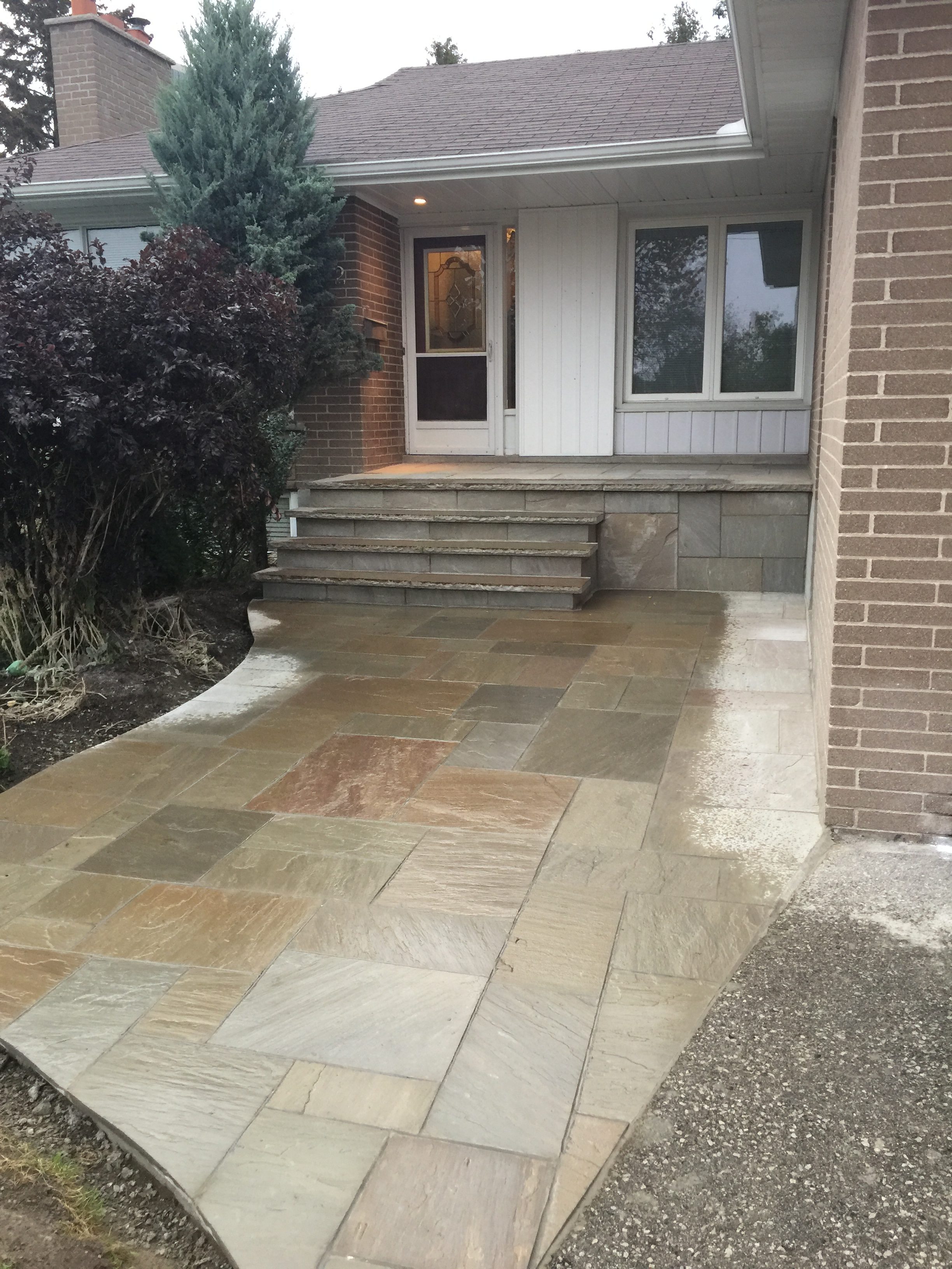New Stone Entrance Way and Stone Stairs and Porch Installed