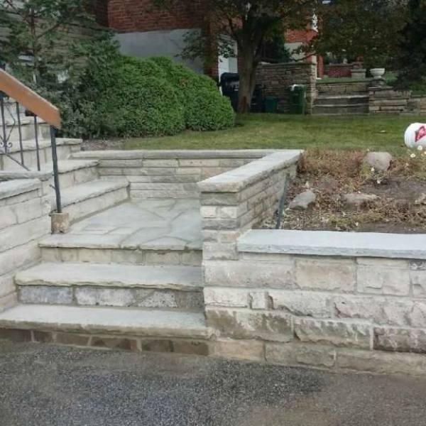 New Stone Steps and Retaining Wall